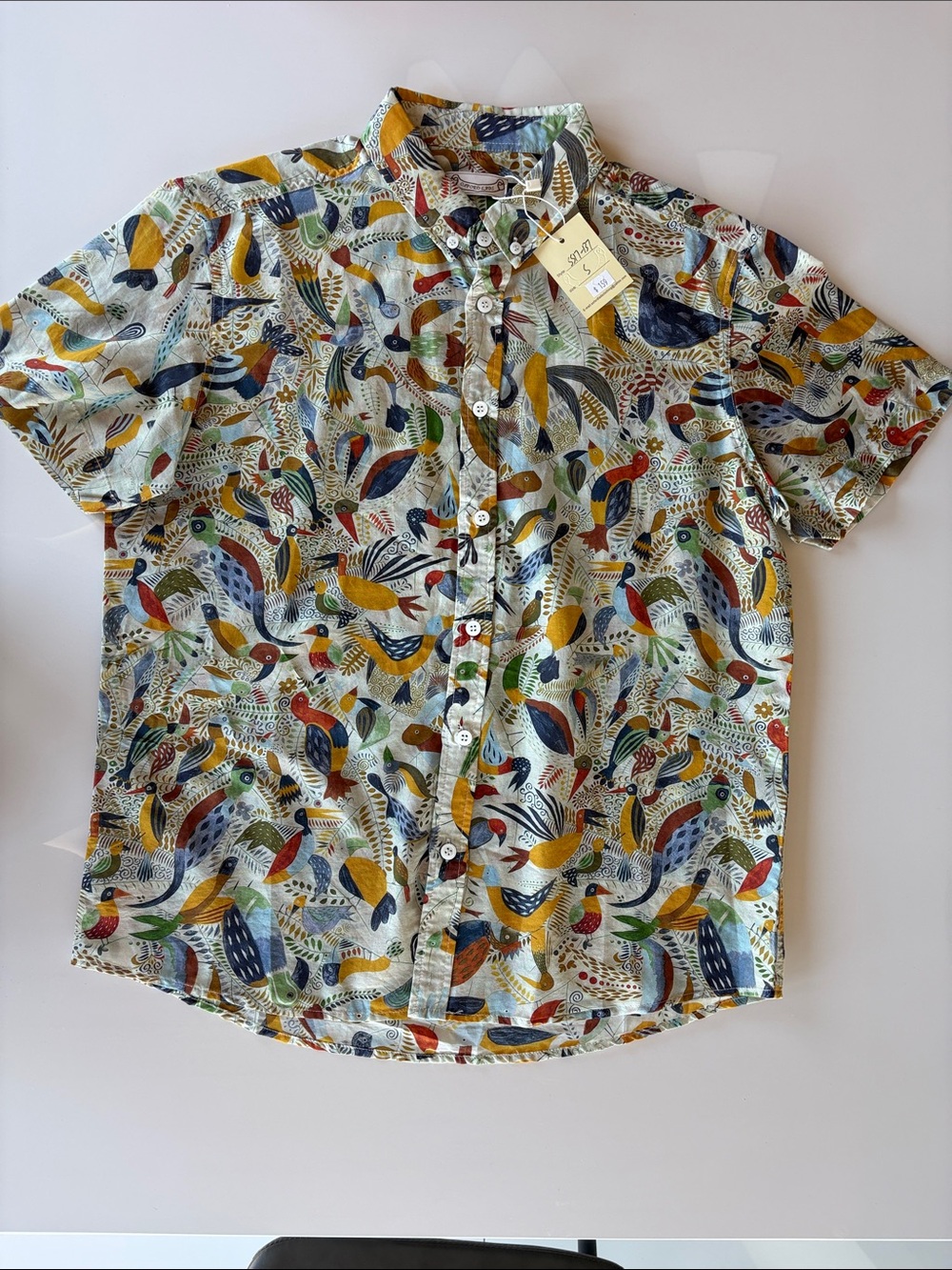 Men's Oxford Lads Short-Sleeve Button-Up Shirt - Multicolor Bird Print